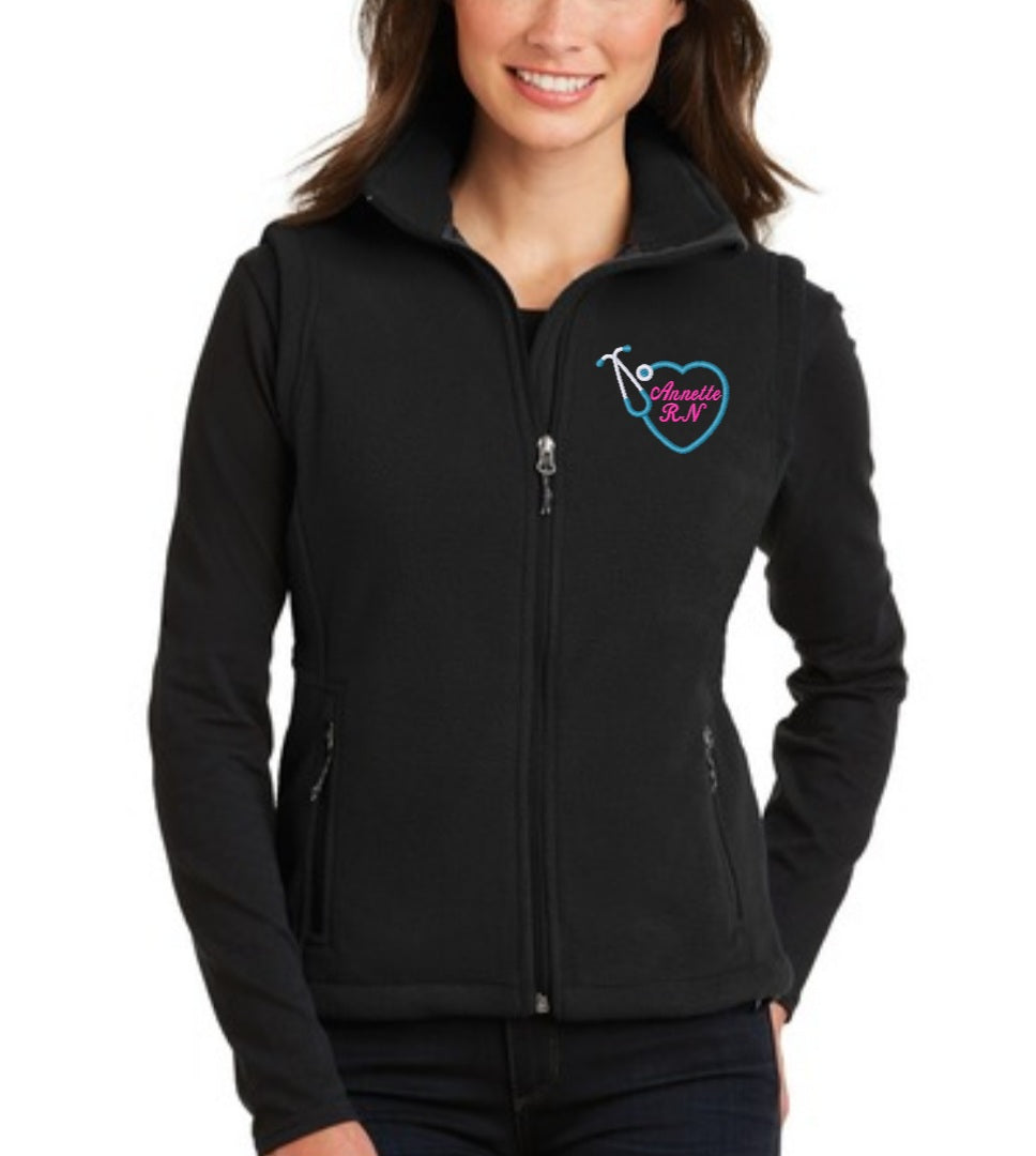 Port Life Women Fleece vest Customized it with your prefer chest logo for FREE