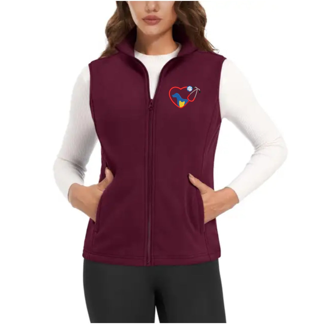 Port Life Women Fleece vest Customized it with your prefer chest logo for FREE
