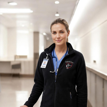 Women Fleece Jacket, Personalized Embroidered Full Zip Medical Apparel, Nurses MD, RN, LVN Gift