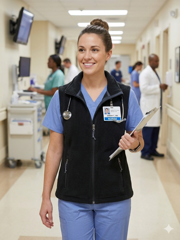 Women’s Fleece Vest Jacket | Customized Nurse Vest | Graduation Gift | Medical Apparel