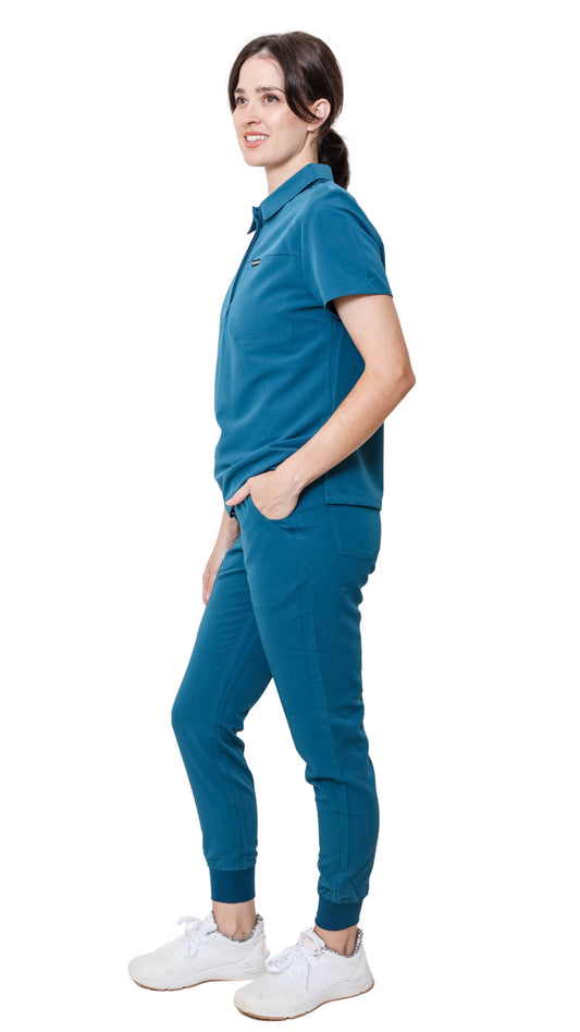 Women Polo Scrubs Set