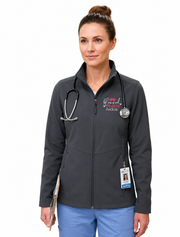 Softshell Nurse Jacket | Embroidered Medical Jacket | Custom RN Healthcare Outerwear Gift