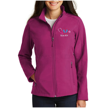Custom Ladies Warm Softshell Jacket, for all the Healthcare Workers and Beyond. Personalized