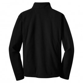 Ashtown Clothing black full zip fleece medical jacket, back view showing stand-up collar and pill-resistant fabric.