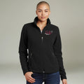 Ashtown Clothing women's black full-zip fleece medical jacket with custom heart and stethoscope embroidery