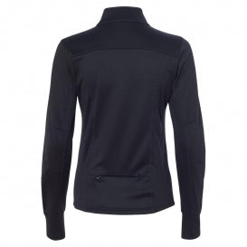 Ashtown Clothing women's black performance full-zip medical jacket with back zipper pocket and thumbhole cuffs
