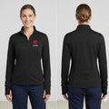 Ashtown Clothing women's black performance full-zip medical jacket with custom embroidery and back zipper pocket