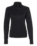 Ashtown Clothing women's black performance full-zip medical jacket with thumbhole cuffs and a tailored fit.