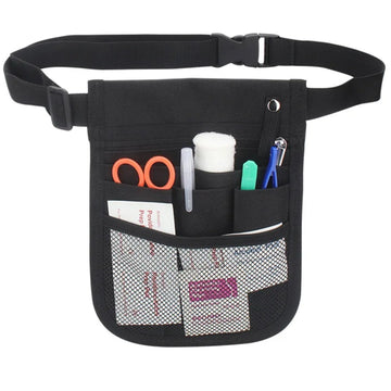 Ashtown Clothing black medical utility waist organizer pouch with multiple pockets for nursing tools and supplies.