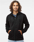 Ashtown Clothing black unisex full-zip medical hoodie worn by a man, featuring durable polyester fabric and pockets.
