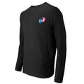 Ashtown Clothing black long sleeve tee featuring a small baby footprint graphic with L&D text for labor delivery nurses