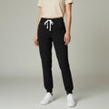 Ashtown Clothing women's black petite performance scrub jogger pants with a drawstring waist and tapered ribbed cuffs.