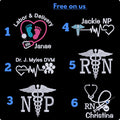 Ashtown Clothing custom medical embroidery designs for quarter zip pullovers featuring stethoscopes and caduceus icons