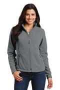 Ashtown Clothing women's grey full-zip fleece medical jacket with a stand-up collar and zippered side pockets.