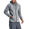 Ashtown Clothing grey performance full zip hooded jacket with raglan sleeves and front pockets on a male model