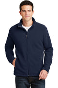 Ashtown Clothing navy blue full zip fleece medical jacket with stand-up collar and zippered pockets on a male model