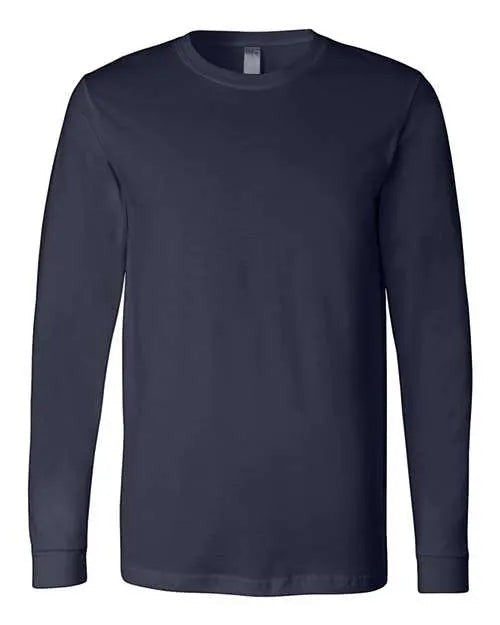 Ashtown Clothing navy blue long sleeve crew neck shirt for operating room nurses with a comfortable relaxed fit.