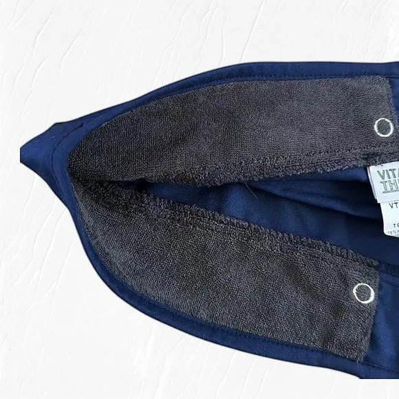 Ashtown Clothing navy blue medical scrub hat featuring an interior grey sweat-wicking terry cloth headband lining.