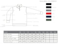 Ashtown Clothing unisex medical quarter zip pullover technical diagram showing fleece material and sizing details