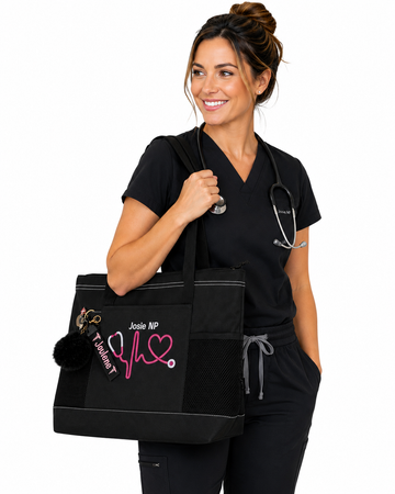 Personalized Embroidered Nurse Tote Bag | NP, RN, LVN, Cna Gift | Custom Healthcare Tote