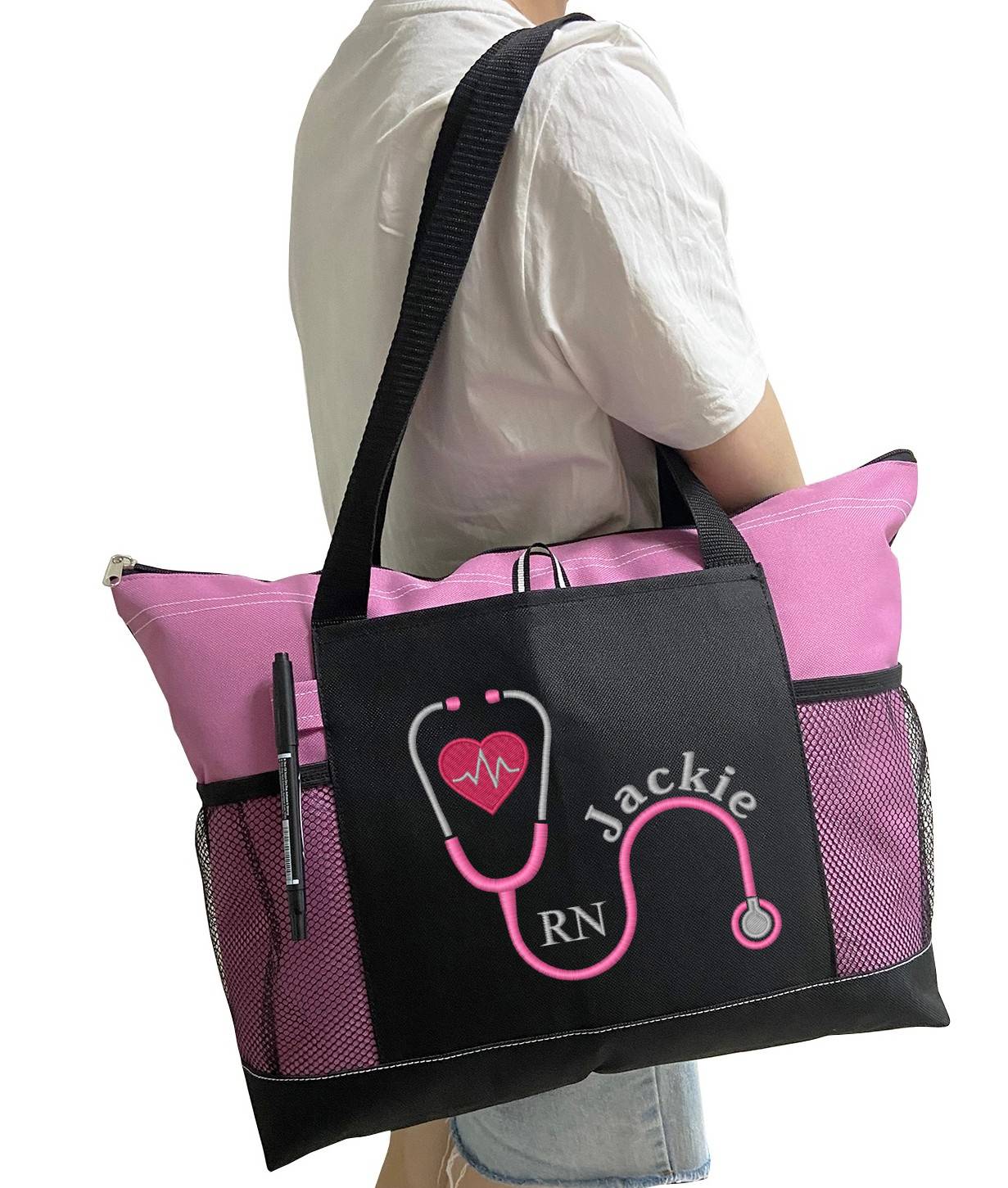 Embroidery Stethoscope Nurses Tote Bag - AshtownClothing